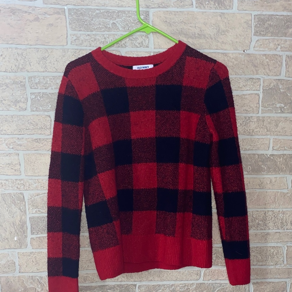 Old Navy Red and Black Plaid Sweater
